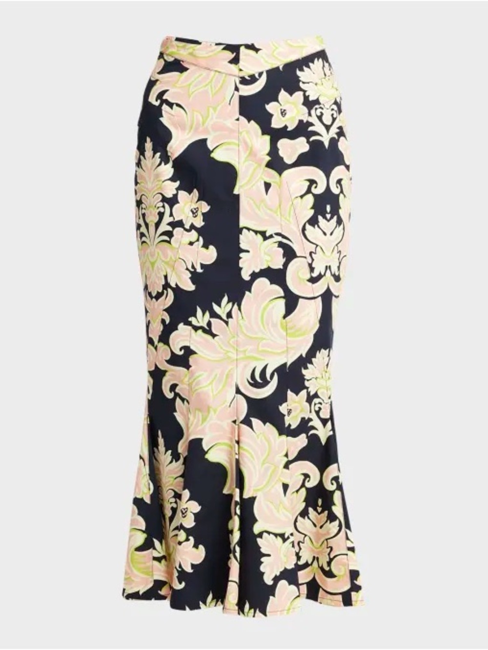 ETRO Milano Silk Satin Floral Print Trumpet Midi Skirt $1,990 MSRP (XS)